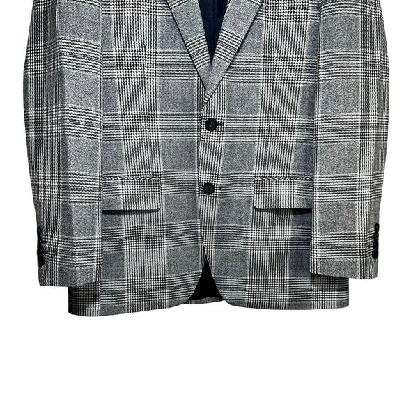 Seig Mens Black and White Plaid Checkered Blazer Houndstooth Large Made in Korea - Picture 4 of 16